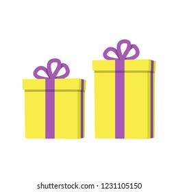 Gift boxes vector illustration. Flat design. Christmas present symbol