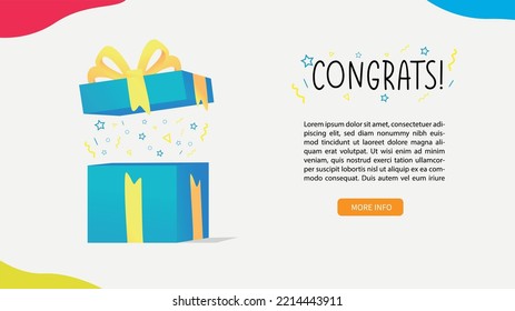 Gift boxes, vector illustration. Flat design, Banner Web