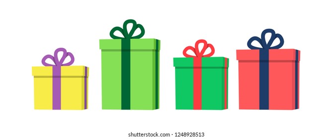 Gift boxes vector illustrations, christmas presents.