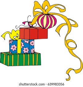 Gift boxes vector, packets with gift wrappers