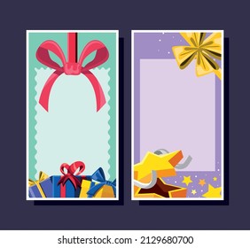 conjunto de banners verticales de cajas de regalo
