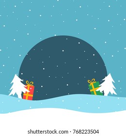 Gift boxes winter themed blank banner