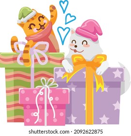 gift boxes wrapped in cute pattern paper and tied with ribbon