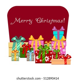 Gift boxes for Xmas or christmas wait for you. Design elements. Gift card or invitation. Vector illustration.