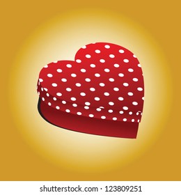 Gift box-heart, with red dotted background