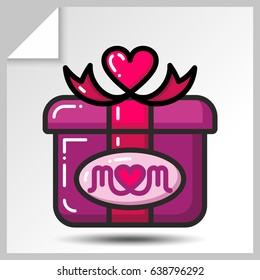 Gift box-holiday icons for mother's day or for birthday. Vector Isolated flat colorful illustration.