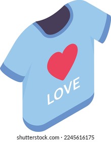 Gift for Boy friend isometric vector Icon design, Love and romance symbol, Valentines Day Sign, fascination and glamour stock illustration, Lovers theme Tee Shirt Concept