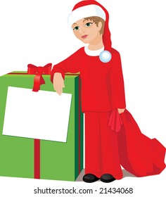 gift boy new year celebration christmas holiday illustration vector bag child kid