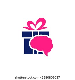 Gift Brain logo design vector. Creative Brain with Gift logo concepts template