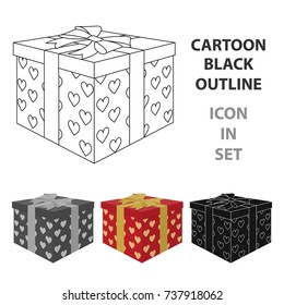 Gift to the bride and groom for the wedding from guests and loved ones. Boxes in beautiful paper.Wedding single icon in cartoon style vector symbol stock illustration.