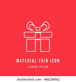 Gift Bright red material designed line thin flat icon / logo