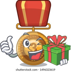 With gift bronze medal with the cartoon shape