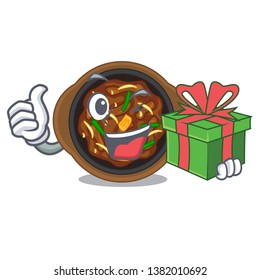 With gift bulgogi in the a cartoon shape