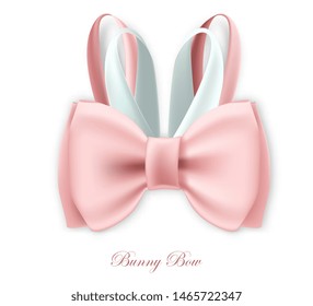 Gift bunny silk pink bow, isolated object