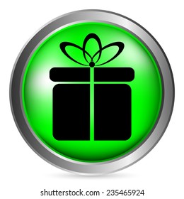 Gift button on white background. Vector illustration.