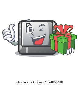 With gift button P isolated with the character