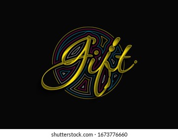 Gift Calligraphic 3d Style Text Vector illustration Design.
