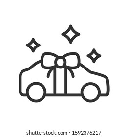 gift car, shiny, linear icon. Editable stroke