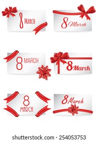 Gift card for 8 march women's day, vector illustration set