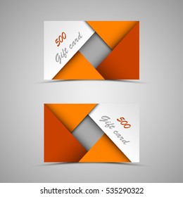 Gift card with abstract orange triangles template