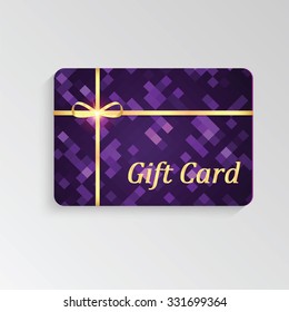 Gift card with abstract pattern and gold ribbon.Greeting card with space for your text