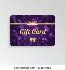 Gift card with abstract pattern and gold ribbon.Greeting card with space for your text