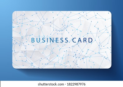 Tarjeta de regalo con fondo de polígono blanco abstracto, patrón de polos geométrico (textura triangular) y líneas digitales curvadas. Plantilla de diseño de tecnología útil para tarjetas de visita, promoción