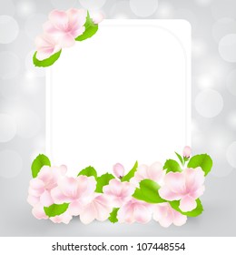 Gift Card With Apple Flower, Vector Illustration