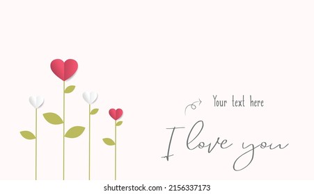 gift card, backgrounds, greeting cards, posters, covers. Design template in modern minimalist style for web, social media, print. Vector illustration, flower heart shapes.