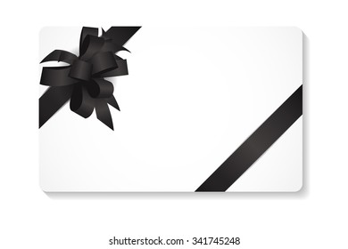 Gift Card with Black Bow and Ribbon Vector Illustration EPS10