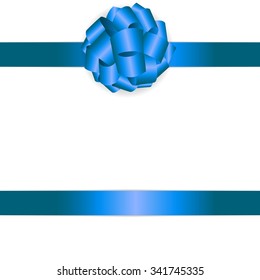 Gift Card with Blue Bow and Ribbon Vector Illustration EPS10