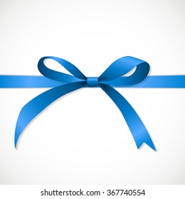 Gift Card with Blue Ribbon and Bow. Vector illustration EPS10