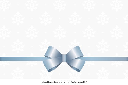 Gift Card With Blue Ribbon And A Bow  on grey background.  Gift Voucher Template with  place for text.  Invitation - vector image.