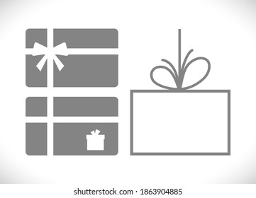 gift card with bow and box icon set