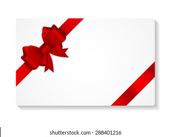 Gift Card With Bow And Ribbon Vector Illustration EPS10