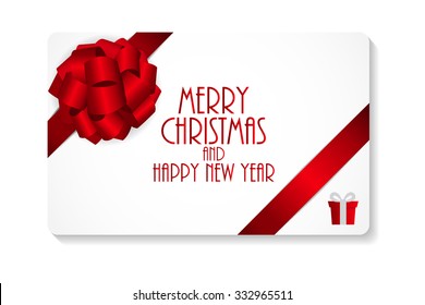 Gift Card with Bow and Ribbon Vector Illustration EPS10