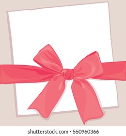 Gift card with a bow. Vector illustration, banner for any holiday