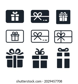 Gift Card And Gift Box Icons set stock illustration