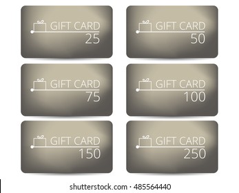 Gift card with a gift box. Realistic gift card with a gradient background. Set of vector illustrations.