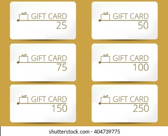 Gift card with a gift box. Set of vector illustrations.