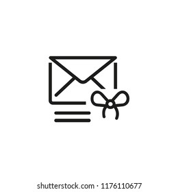 Gift card by mail line icon. Information, shopping, invitation. Message concept. Vector illustration can be used for topics like birthday gift, special offer, electronic mail out