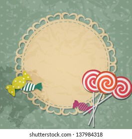 gift card with candy design elements. Vector illustration