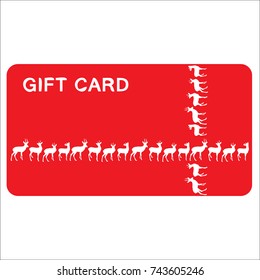 Gift card celebration holiday, ribbon deers on red font