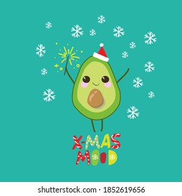 gift card for christmas mod in avocado style in vector