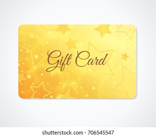 Gift card, Gift coupon, (discount, business card) withsparkling, twinkling stars pattern  (texture). Holiday background design for invitation, ticket. Vector