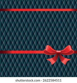 Gift card with cute red bow . Gift vector card blank with cute Bow and ribbon . Blank invitation