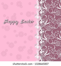 gift card easter bunny and eggs on pink background