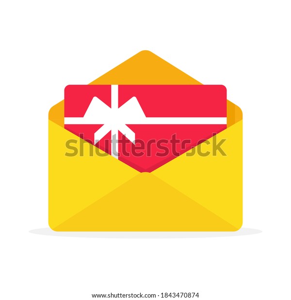 Gift Card in envelope icon. Clipart image\
isolated on white\
background.