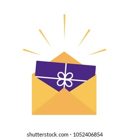 Gift Card Envelope Isolated Vector Icon Illustration for Scrapbook, Flyers, Posters, Web, Greeting Cards, Mobile, User Interface Design