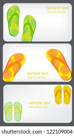 Gift card with flip flops isolated on white background